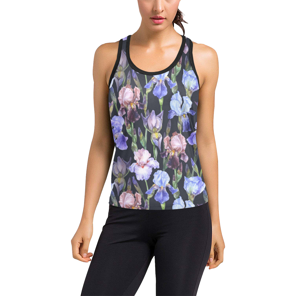 Iris Pattern Print Design IR04 Women's Racerback Tank Top