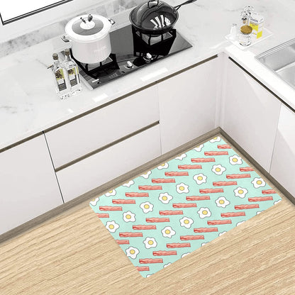 Bacon Sausage Pattern Print Design 01 Kitchen Mat