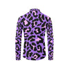 Cheetah Purple Neon Print Pattern Men's Long Sleeve Shirt