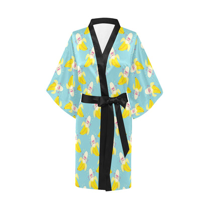 Banana Pattern Print Design BA07 Women's Short Kimono