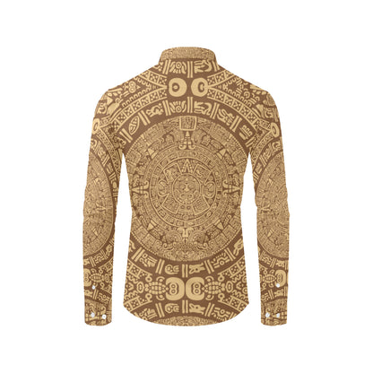 Mayan Pattern Print Design 01 Men's Long Sleeve Shirt