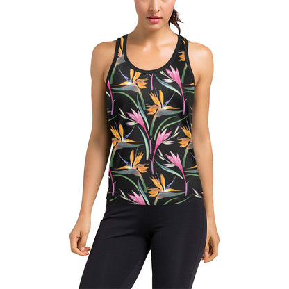Tropical Flower Pattern Print Design TF017 Women's Racerback Tank Top