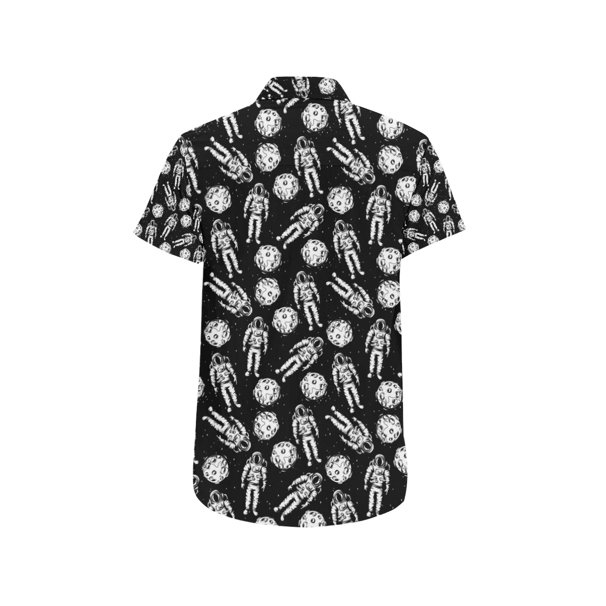 Astronaut Pattern Print Design 03 Men's Short Sleeve Button Up Shirt