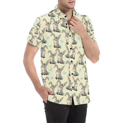 Donkey Baby Pattern Print Design 02 Men's Short Sleeve Button Up Shirt