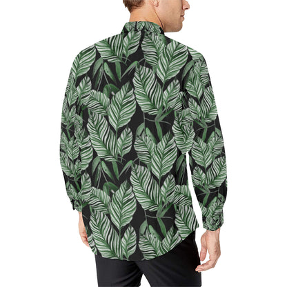 Palm Leaves Pattern Print Design PL09 Men's Long Sleeve Shirt