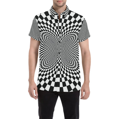Optical illusion Projection Torus Men's Short Sleeve Button Up Shirt