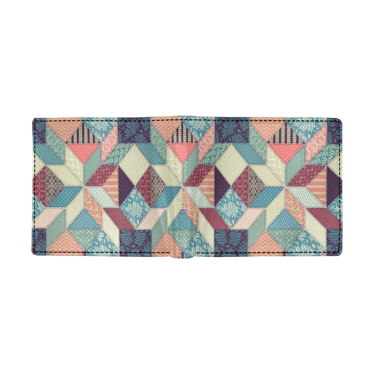 Patchwork Pattern Print Design 02 Men's ID Card Wallet