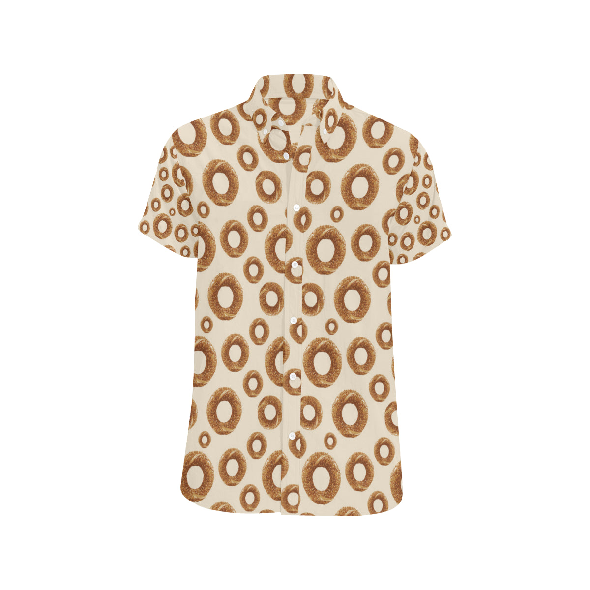 Bagel Pattern Print Design 01 Men's Short Sleeve Button Up Shirt