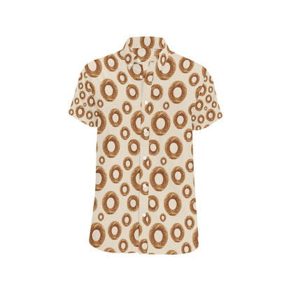 Bagel Pattern Print Design 01 Men's Short Sleeve Button Up Shirt