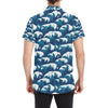 Ocean Wave Pattern Print Men's Short Sleeve Button Up Shirt