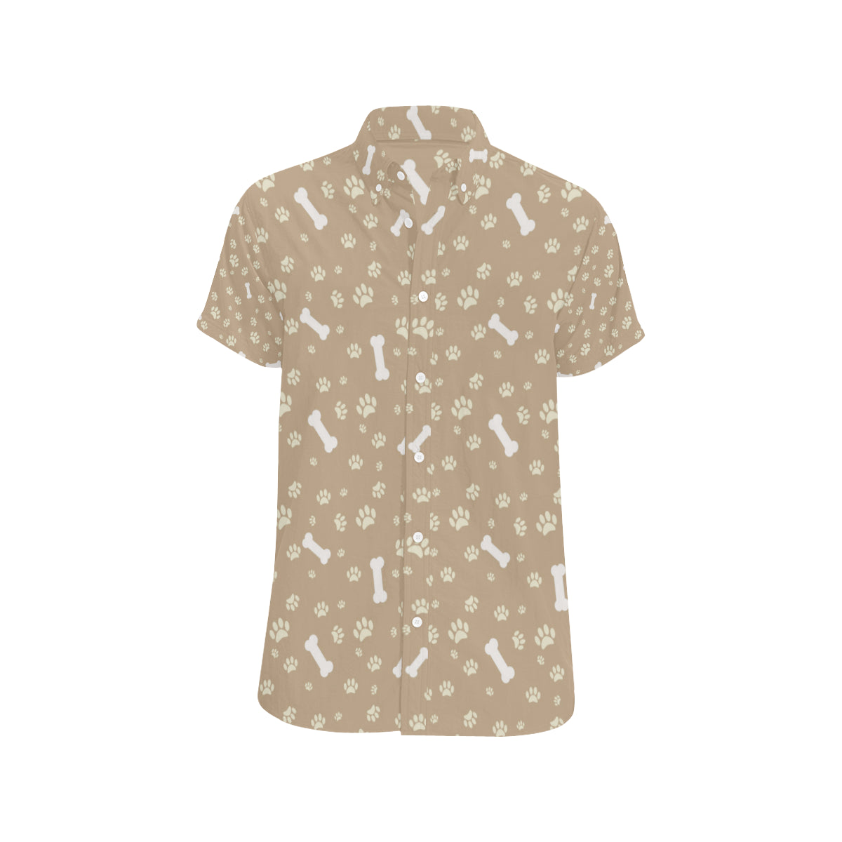 Dog Bone Paw Pattern Print Design 01 Men's Short Sleeve Button Up Shirt
