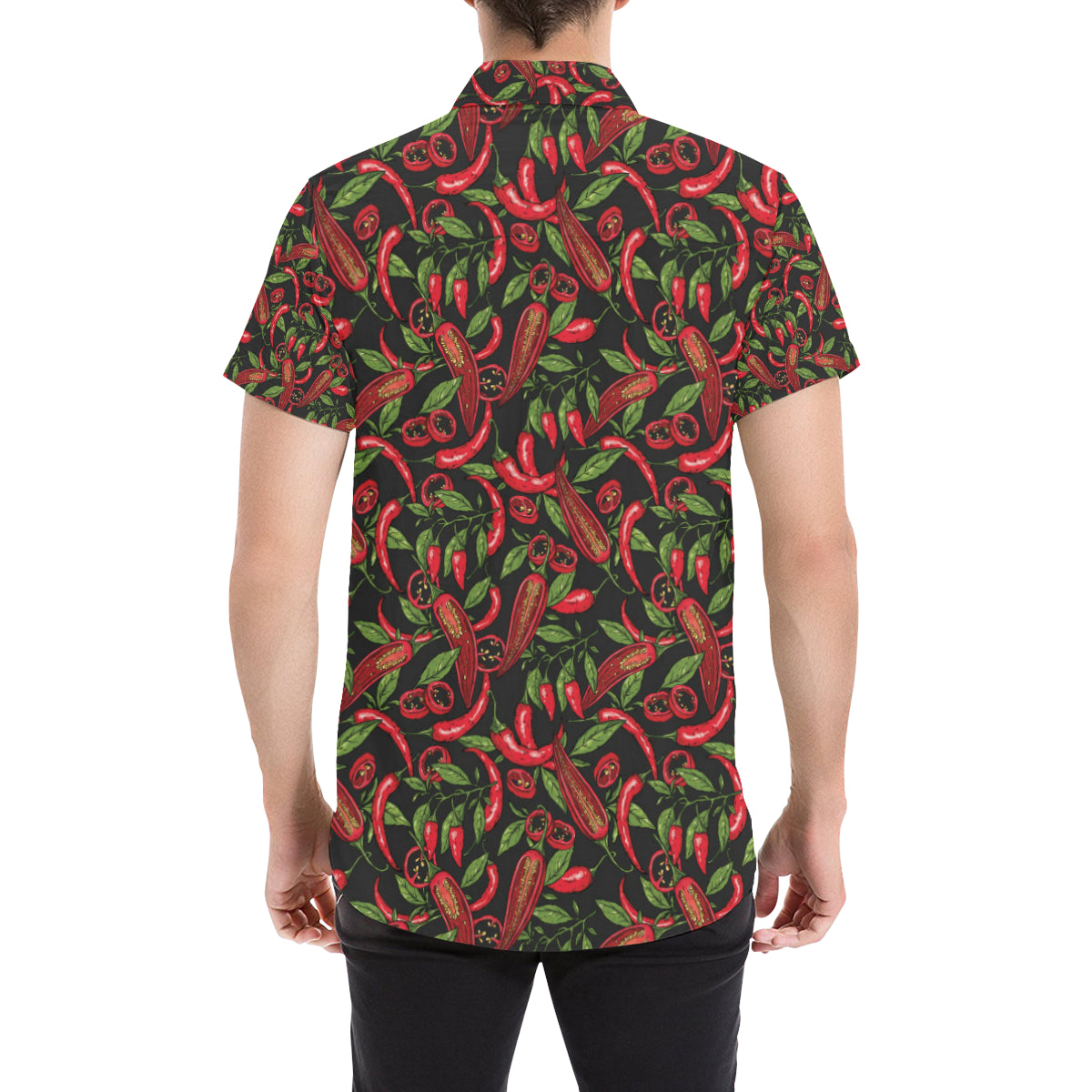 Chilli Pepper Pattern Print Design 02 Men's Short Sleeve Button Up Shirt