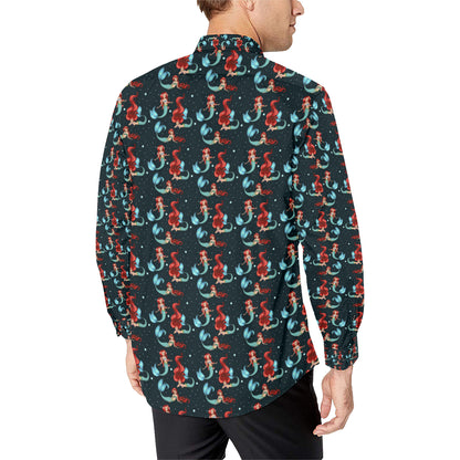 Mermaid Girl Themed Design Print Men's Long Sleeve Shirt
