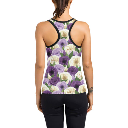 Lisianthus Pattern Print Design LT01 Women's Racerback Tank Top