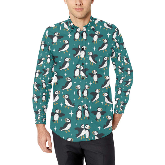 Puffin Pattern Print Design A05 Men's Long Sleeve Shirt