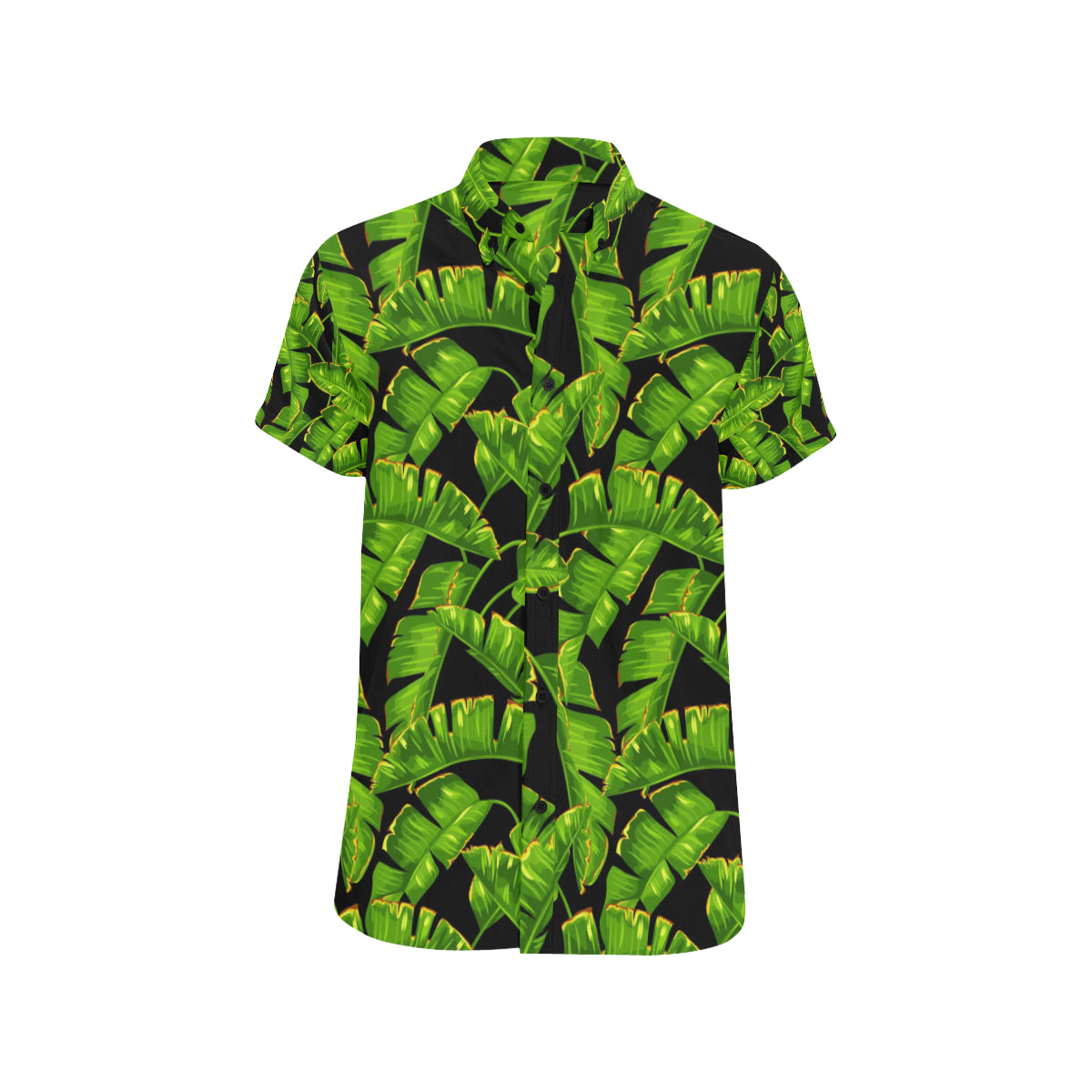 Banana Leaf Pattern Print Design BL06 Men's Short Sleeve Button Up Shirt
