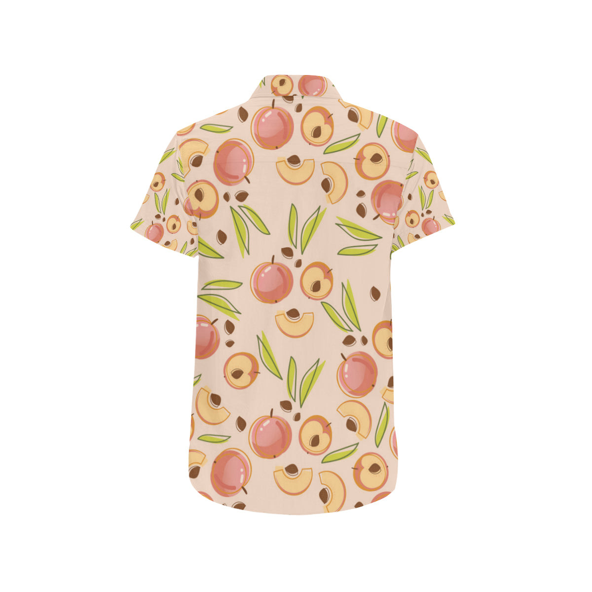 Peach Pattern Print Design A01 Men's Short Sleeve Button Up Shirt