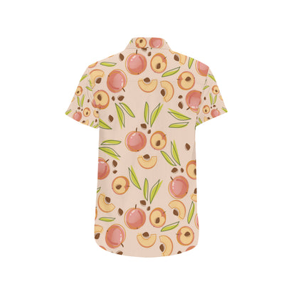Peach Pattern Print Design A01 Men's Short Sleeve Button Up Shirt
