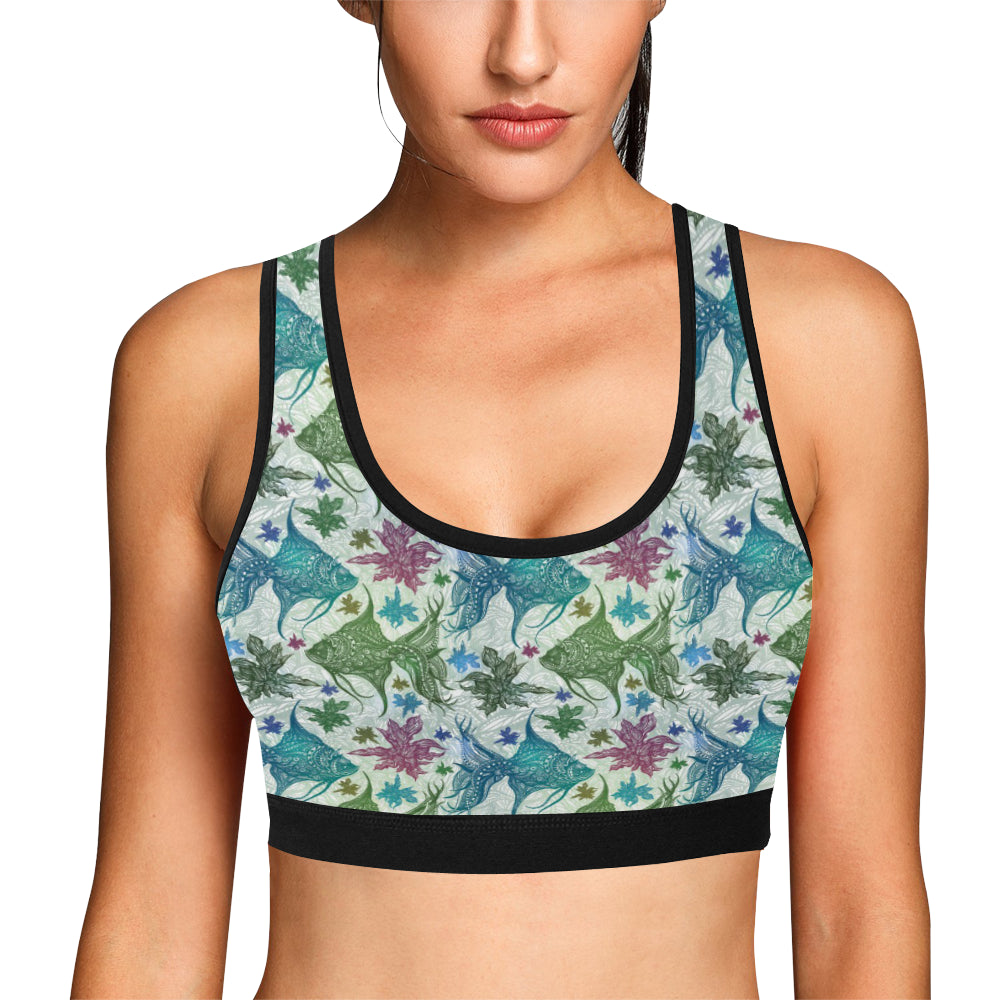 Angelfish Tribal Pattern Print Design 01 Sports Bra