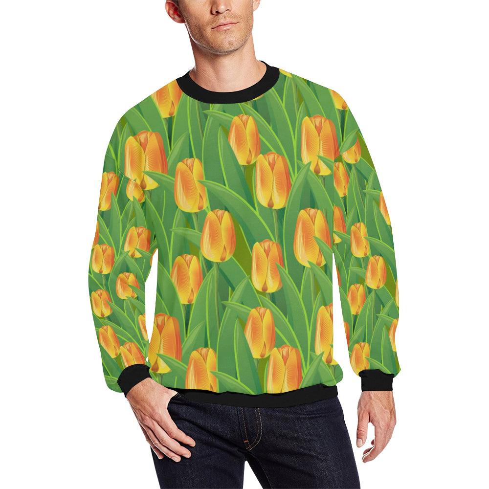 Tulip Orange Pattern Print Design TP07 Men Long Sleeve Sweatshirt
