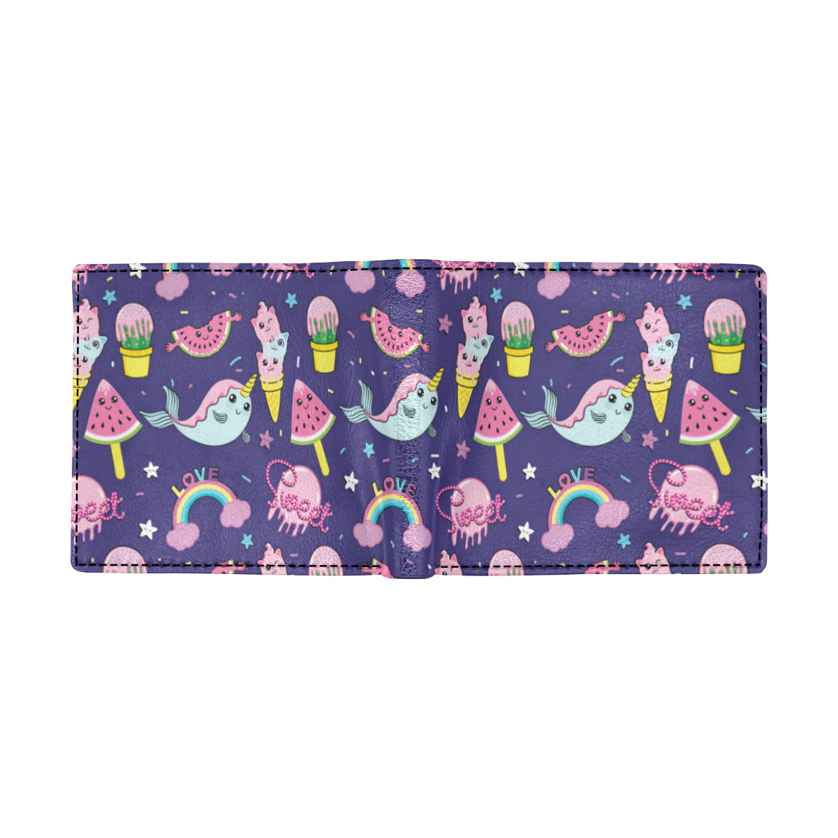 Narwhal Cute Pattern Print Design 02 Men's ID Card Wallet