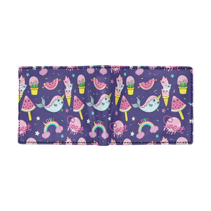 Narwhal Cute Pattern Print Design 02 Men's ID Card Wallet