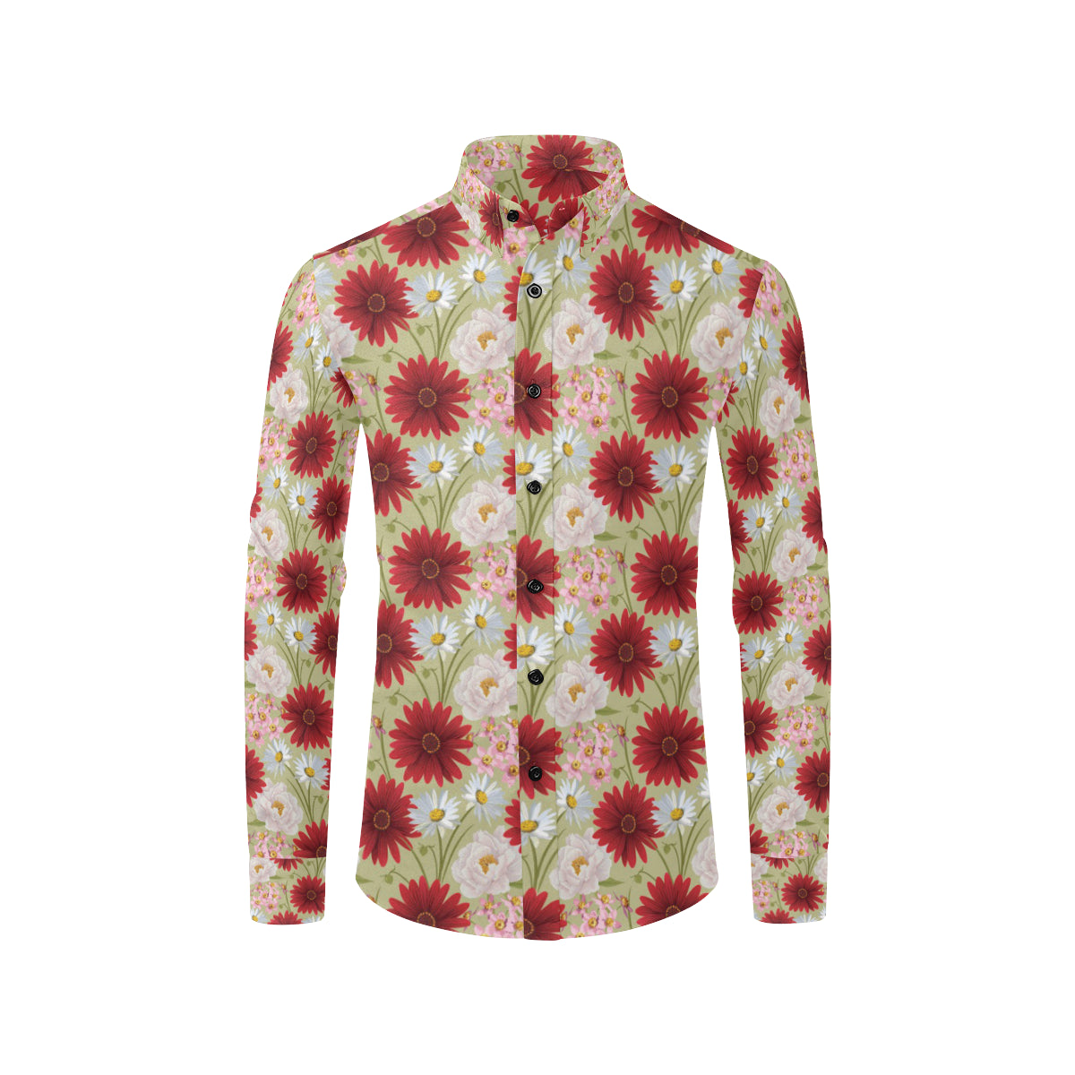 Gerberas Pattern Print Design GB07 Men's Long Sleeve Shirt