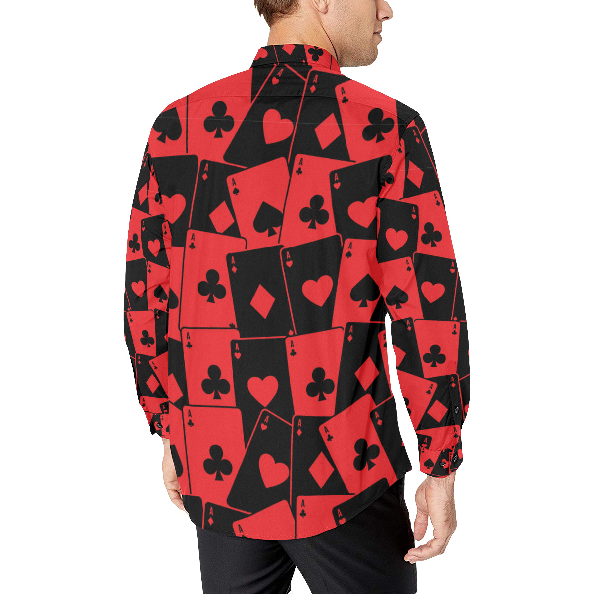 Poker Cards Pattern Print Design A01 Men's Long Sleeve Shirt