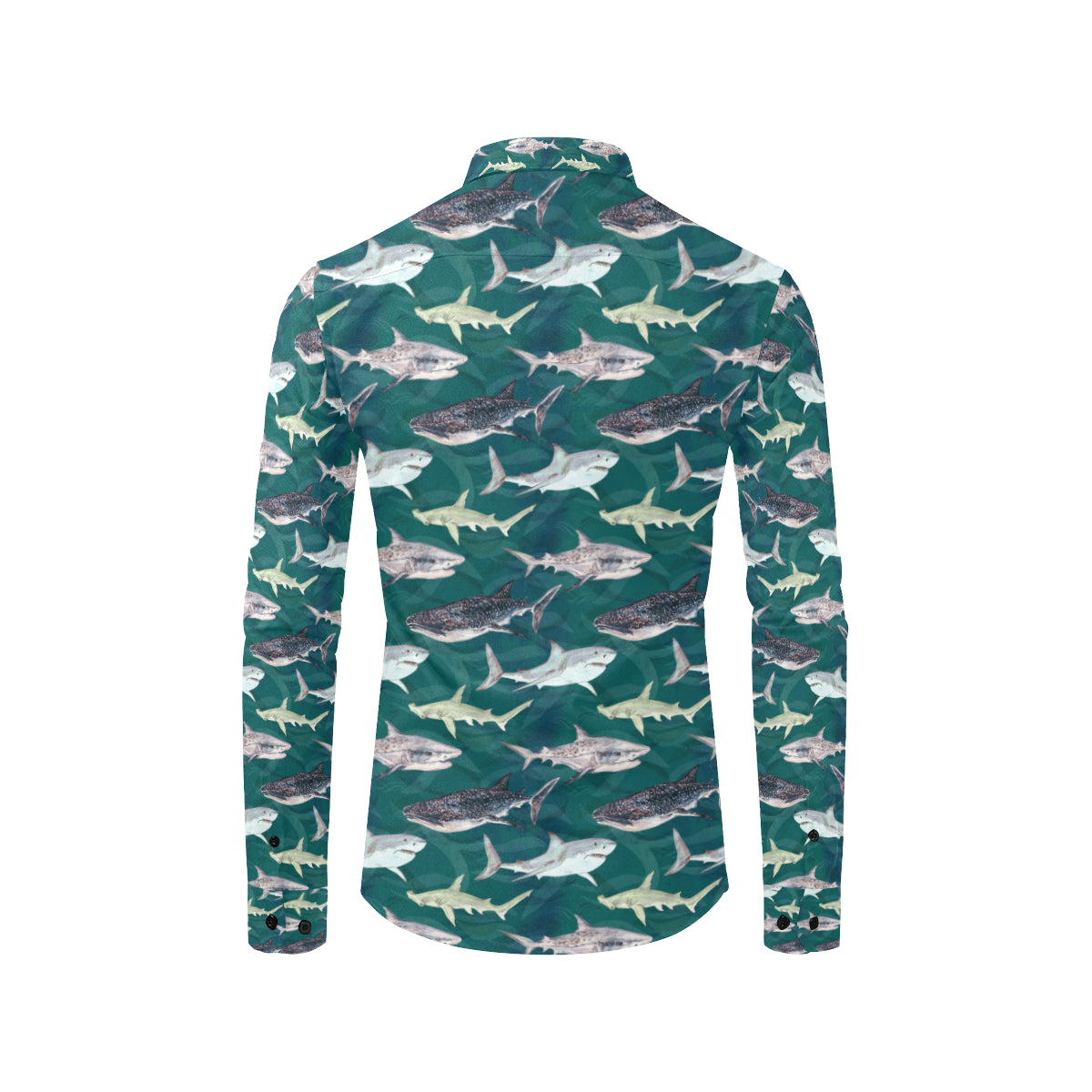 Shark Style Print Men's Long Sleeve Shirt
