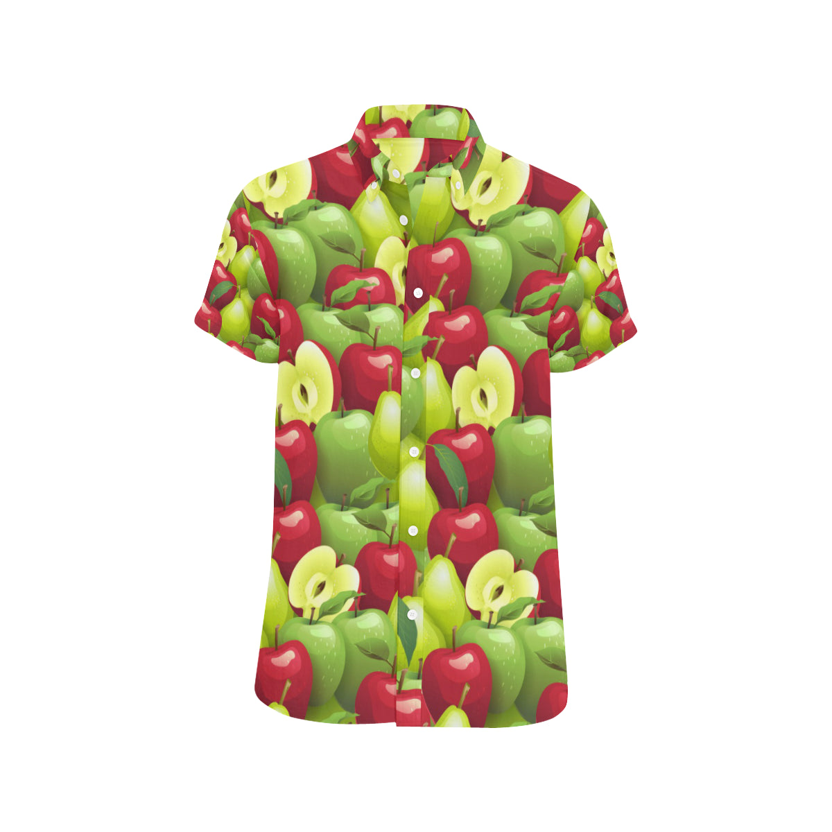 Apple Pattern Print Design AP03 Men's Short Sleeve Button Up Shirt