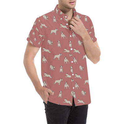 Bull Terriers Pattern Print Design 09 Men's Short Sleeve Button Up Shirt