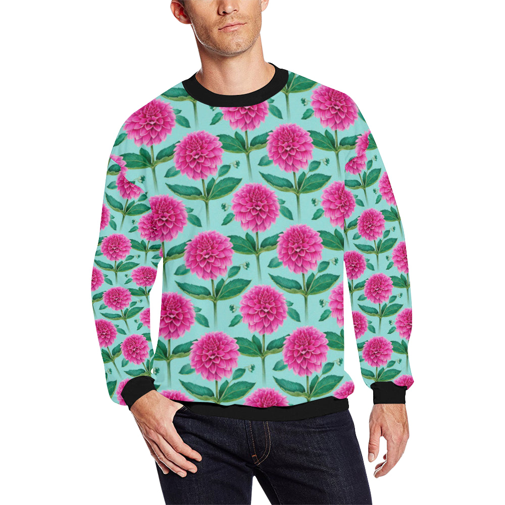 Dahlia Pattern Print Design DH08 Men Long Sleeve Sweatshirt