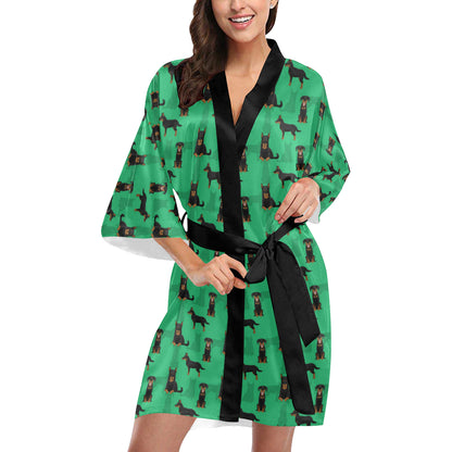 Beauceron Pattern Print Design 01 Women's Short Kimono