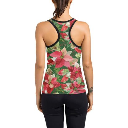 Poinsettia Pattern Print Design POT03 Women's Racerback Tank Top