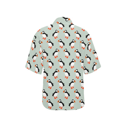 Puffin Pattern Print Design A03 Women's Hawaiian Shirt
