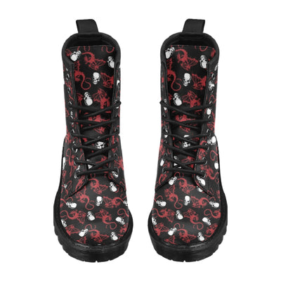 Skull With Red Dragon Print Design LKS304 Women's Boots