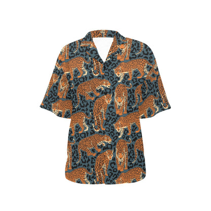 Jaguar Pattern Print Design 04 Women's Hawaiian Shirt