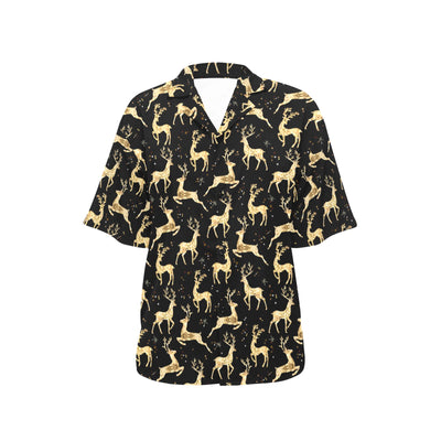 Deer Gold Pattern Women's Hawaiian Shirt