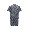 Damask Blue Luxury Print Pattern Men's Romper