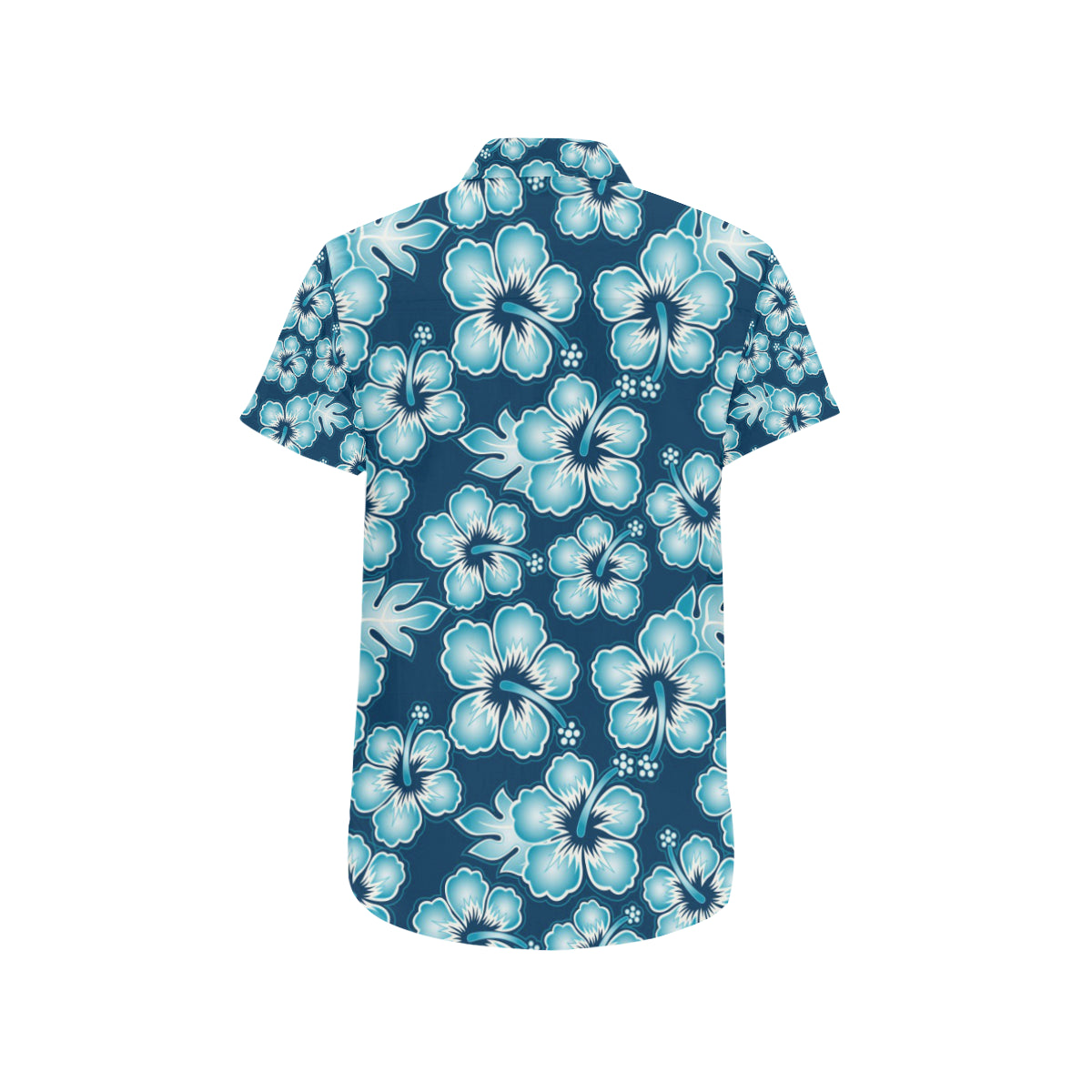 Blue Hibiscus Pattern Print Design HB011 Men's Short Sleeve Button Up Shirt