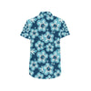 Blue Hibiscus Pattern Print Design HB011 Men's Short Sleeve Button Up Shirt