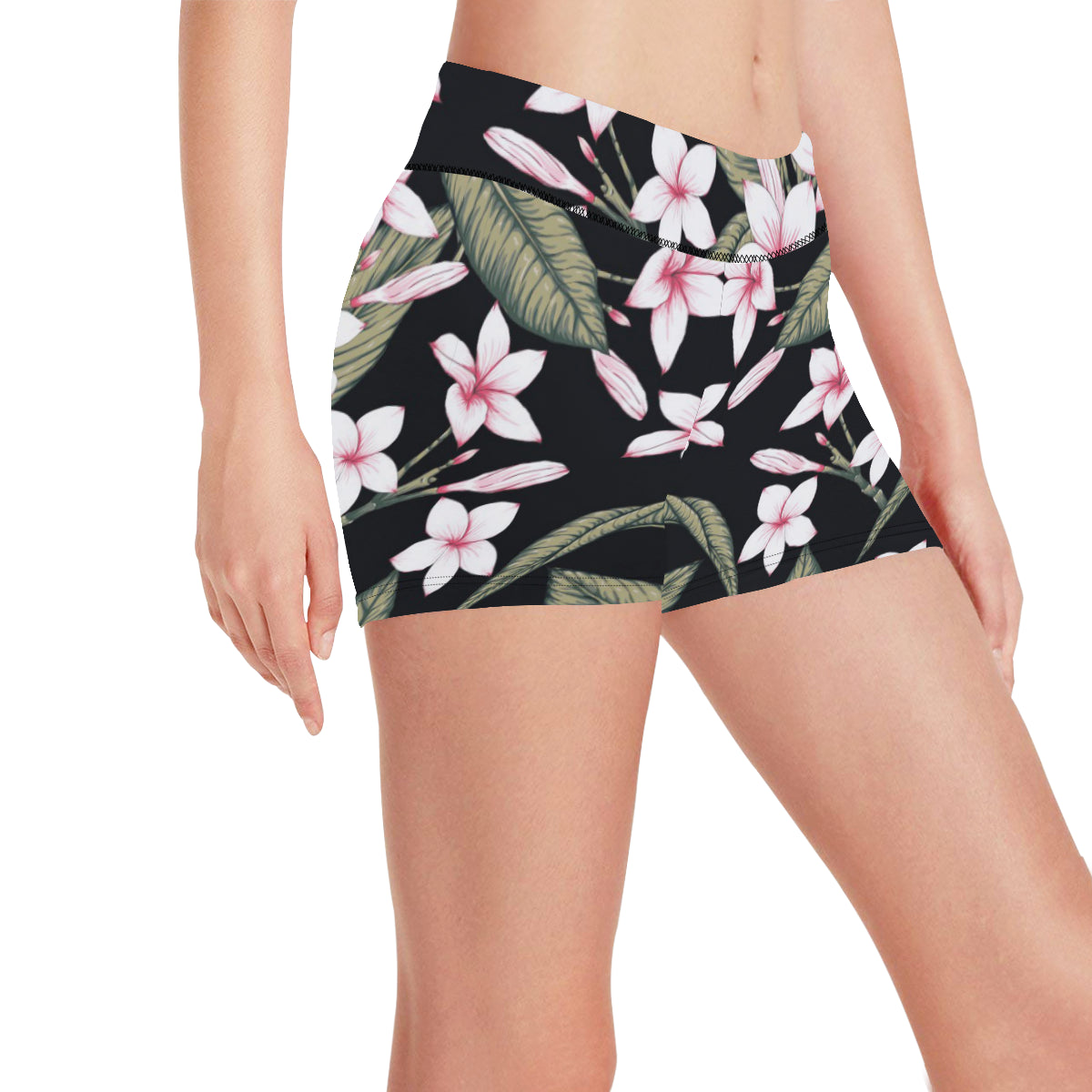 Plumeria Pattern Print Design PM021 Yoga Shorts