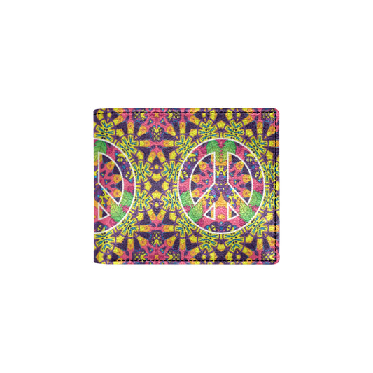 Peace Sign Pattern Print Design A04 Men's ID Card Wallet
