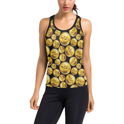 Bitcoin Pattern Print Design DO05 Women's Racerback Tank Top
