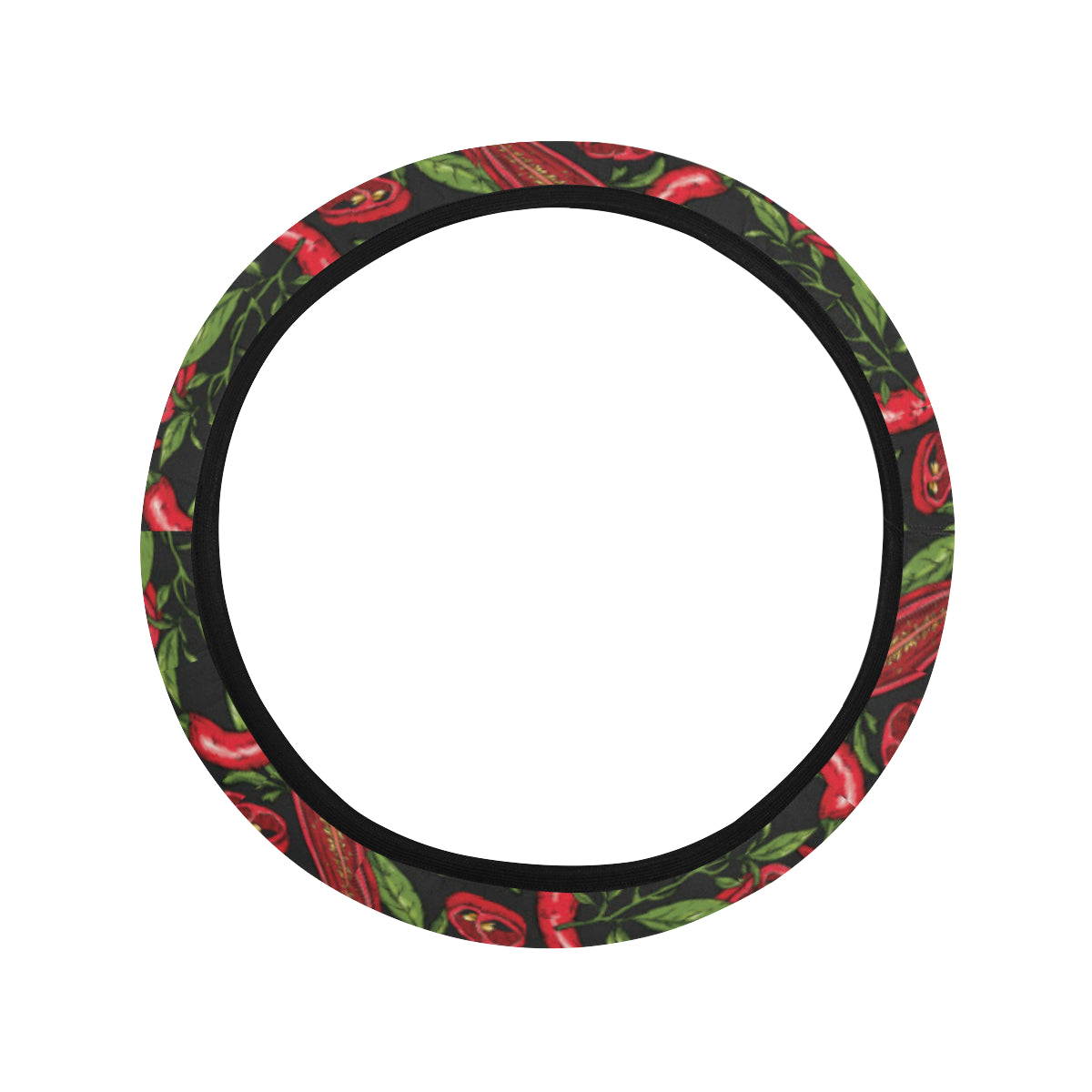 Chilli Pepper Pattern Print Design 02 Steering Wheel Cover with Elastic Edge