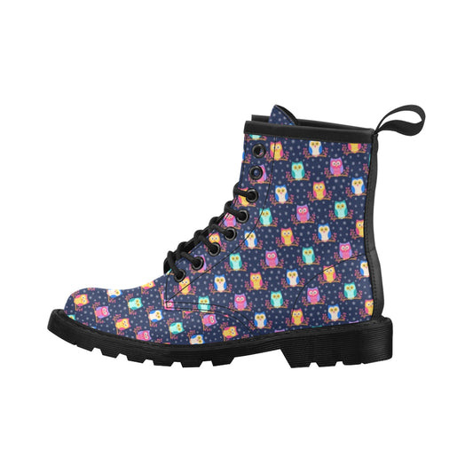 Owl Cute Themed Design Print Women's Boots