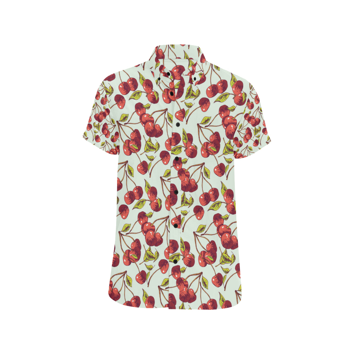 Cherry Hand Draw Men's Short Sleeve Button Up Shirt