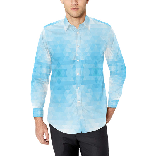 Geometric Blue Pattern Print Design 01 Men's Long Sleeve Shirt