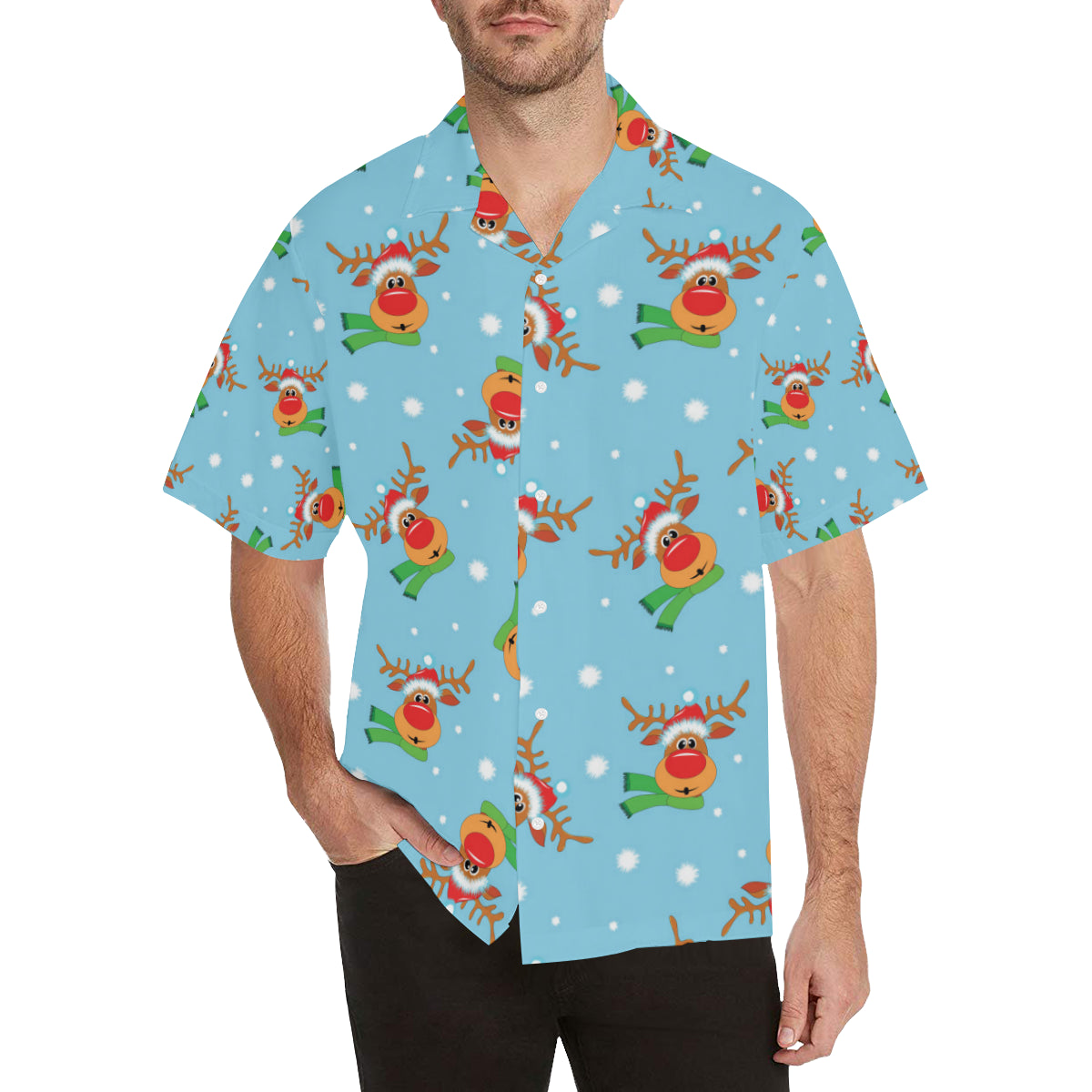 Reindeer cute Pattern Print Design 02 Men's Hawaiian Shirt