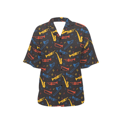 Saxophone Print Design LKS407 Women's Hawaiian Shirt